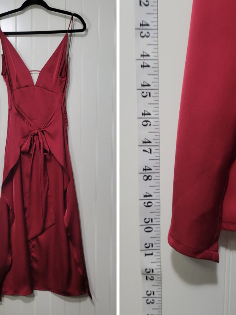 Amylynn Crimson Satin Tie Waist Dark Romantic Vamp Goth Indie Sleaze Midi Dress - Picture 13 of 16